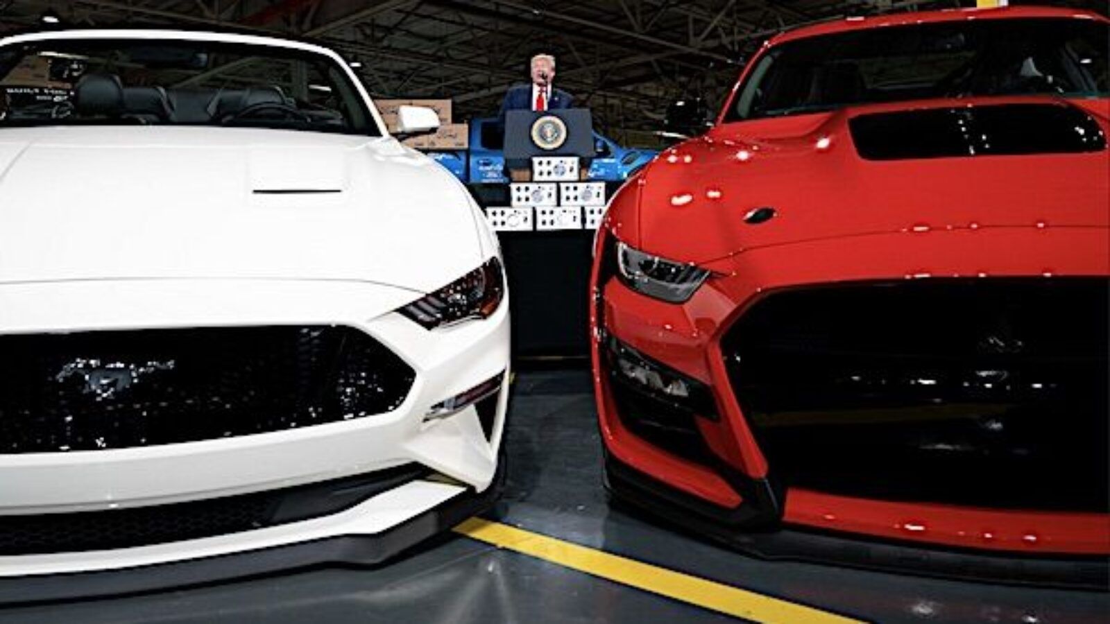 President Donald J. Trump delivers remarks Thursday, May 21, 2020, at the Ford Rawsonville Components Plant in Ypsilanti, Michigan. (Official White House photo by Tia Dufour)